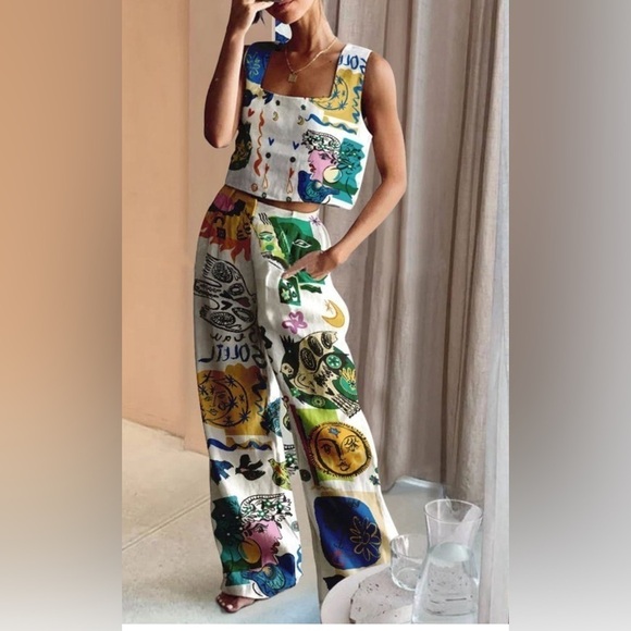 Blu Trends Pants - Gorgeous 2 Piece Graphic Pants & Top